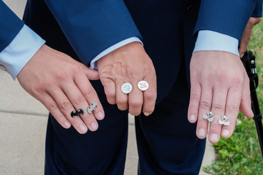 Close up of the custom cufflinks