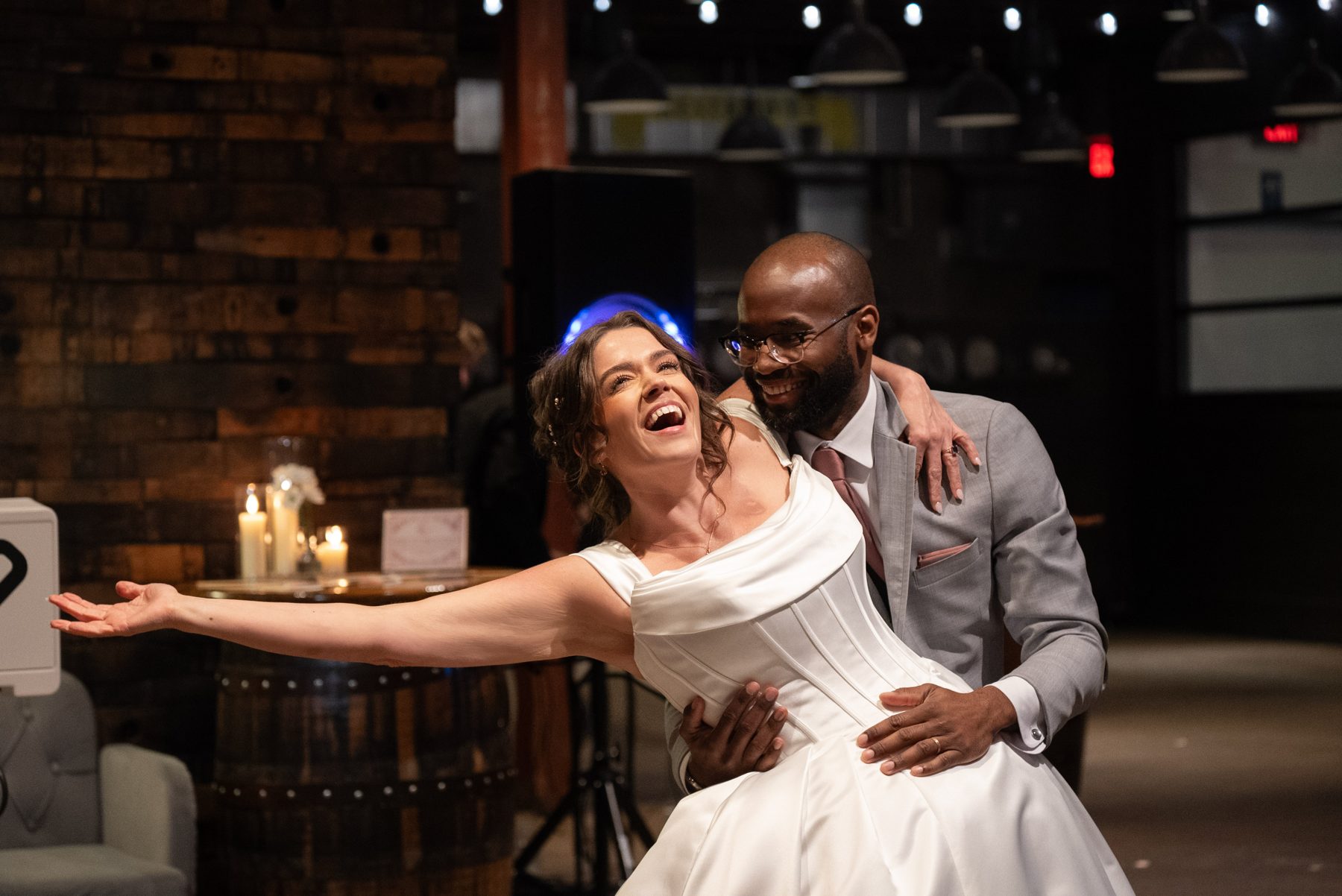 Pary and Edward laughing together on the dance floor